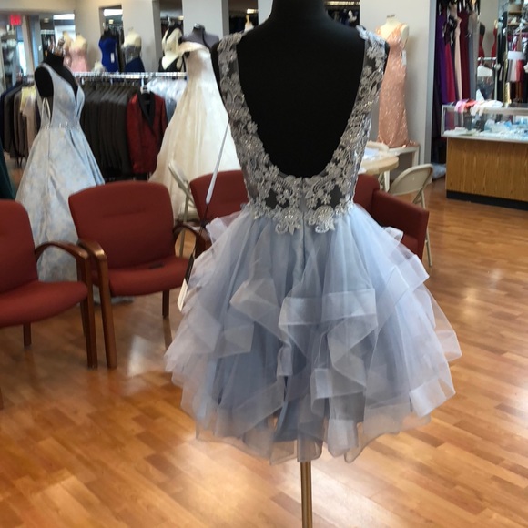 ✔️ Pewter prom dress with lace - Picture 4 of 8